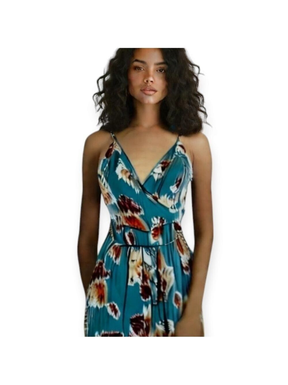 B.O.G Collective Teal & Floral Wide Leg Jumpsuit Size XS